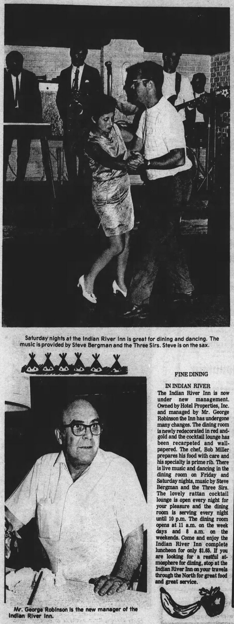 Indian River Inn (Brass Rail Bar & Grill) - Aug 27 1970 Article (newer photo)